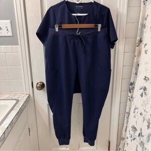 Mandala Women's Classic Navy Jogger Pants with Marching Scrub Top